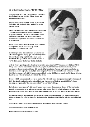 A preview of a PDF biography for Howes, Victor Charles